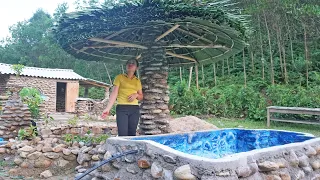 Full Video: Technique build mini swimming pool with stone, build toilet WC - Daily farm