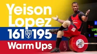 Yeison Lopez Junior World Champion Full Warm Ups (161kg Snatch + 195kg Clean & Jerk, 77kg, 18 y/o)
