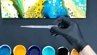 Only Water and Silicone oil - Acrylic pouring - Fluid painting with cells