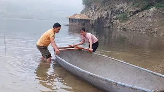 How to make a boat yacht by bamboo, Complete concrete cover - Amazing hand skills - Green farm life