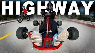 Electric GoKart on PUBLIC HIGHWAY!! // Sur Ron Powered E-Kart Test and Review