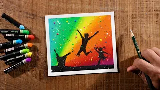 Easy Holi Drawing / Drawing with Oil Pastels / Step by Step