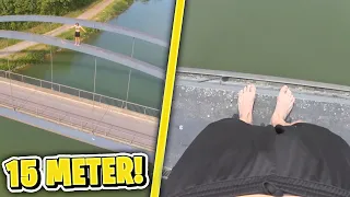 Von 15 METER hoher Brücke springen 😨💦