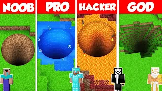 SECRET ROUND TUNNEL BUILD CHALLENGE - Minecraft Battle: NOOB vs PRO vs HACKER vs GOD / Animation