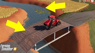 How to Build Log Bridge and River in Farming Simulator 19 - FS19 Construction Mods