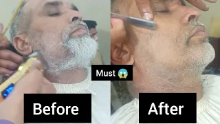 Dangerous 😱 Must Beard style 😱 Hard work 🔥 OLD Man 70 years age 😯#beardstyle #newstyle