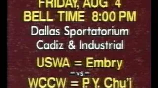 Promo for Dallas Sportatorium Wrestling Card 8/4/89