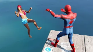 GTA 5 - Water Ragdolls Spider-Man #2 (Euphoria Physics | Funny Moments)