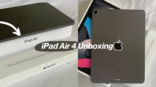 iPad air 4 (space grey, 256gb) + apple pencil 2 unboxing 🖤