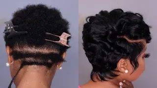 Save your short thin hair DIY  Sew in weave Pixie Cut Salon Quality weave