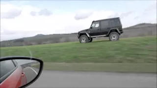 Mercedes G Wagon passing cars on highway while off roading at 70mph