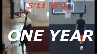 1 YEAR DUNK PROGRESS FROM 5’10 13 YEAR OLD TO 6’4 14 YEAR OLD