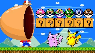 Super Mario Bros. but there are MORE Custom Pokeballs All Characters!.. | Game Animation