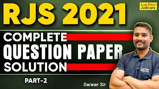 RJS 2024 : Complete RJS 2021 Question Paper Solution | Part - 2