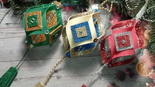 DIY Christmas ornament.  Красивые игрушки на ёлку своими руками. Бери и делай 👍. Очень просто !!!