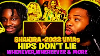 FIRST TIME reacting to Shakira - 2023 VMAs | "Hips Don't Lie" / "Whenever, Wherever" & More