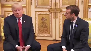 Emmanuel Macron With Donald Trump At Elysee Palace in Paris.