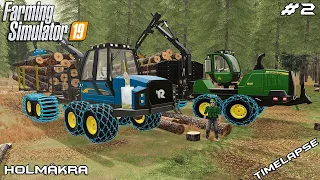 Cutting & transporting 5m logs with Chata | Holmåkra | Farming Simulator 19 | Episode 2