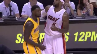 Lance Stephenson touches LeBron's mouth, LeBron gets angry Game 6, ECF 2014