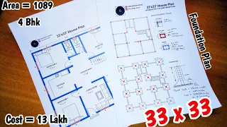 33 x 33 House Plan II 1089 Sqft 4 Bhk House Plan II Home Design Decore