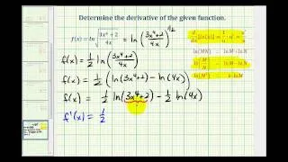 Ex 8:  Derivatives of the Natural Log Function using Log Properties