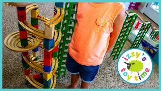 MARBLE RACE TOY TRAINS EDITION! TALLEST RAMP EVER?! Dad and Son Pretend Play