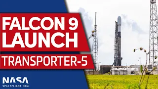 SpaceX Falcon 9 Launch & Landing for Transporter-5 Mission