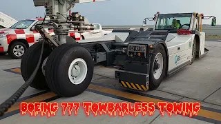 BOEING-777 AIRCRAFT TOWING USING TOWBARLESS TRACTOR