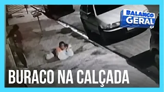 Reportagem do Dia: Mãe e filho são engolidos por buraco na calçada no interior paulista