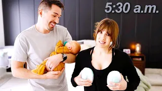 a REAL Day in the Life with a NEWBORN and 2 KIDS! (full 24 hours)