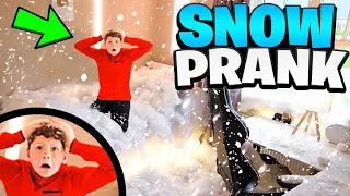 SNOW PRANK on my Little Brother's BEDROOM! (he wasn't happy...)