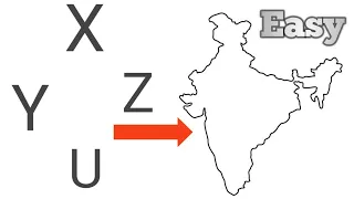 X, Y, Z, and U से इंडिया map banaye | how to draw India map | step by step इंडिया map drawing