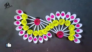 Beautiful Wall Hanging Craft Using Plastic Spoons | Paper Craft For Home Decoration | Wall Hanging