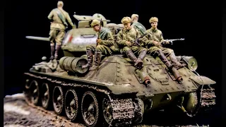 Painting Heavy Mud and Detailed Resin Figures on a T-34/85 (Border 1/35)