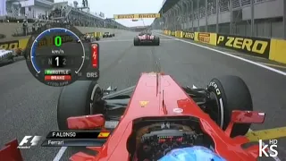 2012 Brazil GP - Fernando Alonso's first lap with Spanish live commentary