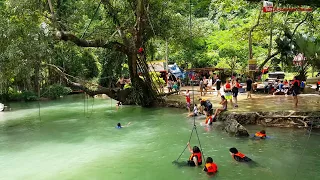 The tourist is fun Jump pool at Blue Lagoon vang vieng laos