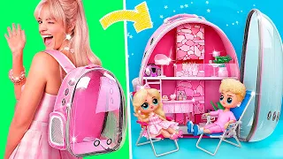 Barbie Dreamhouse in a Backpack / 30 Ideas for LOL OMG Dolls