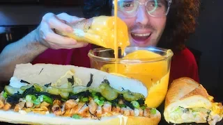 CHEESE SAUCE GIANT RAMEN PORK SANDWICH * ASMR NO TALKING * | NOMNOMSAMMIEBOY