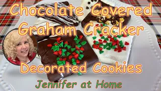 CHOCOLATE COVERED GRAHAM CRACKER DECORATED COOKIES, White Chocolate & Semi-Sweet Chocolate!