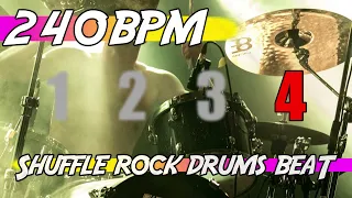 ✅ 240 BPM Backing Track 🥁 Ten minutes of shuffle rock drums beat