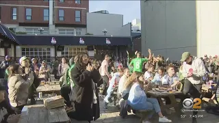 Soccer fans attend World Cup watch party in Astoria, Queens