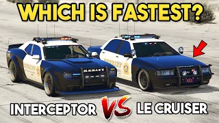 GTA 5 ONLINE - GAUNTLET INTERCEPTOR VS POLICE STANIER LE CRUISER (WHICH IS FASTEST?)