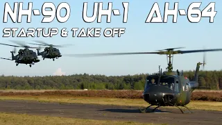 4K UHD  Start up and Take Off  Apache AH-64 , UH-1 Huey ,  NH 90