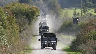 41st Field Artillery Brigade bei Ausfahrt von Hohenfels Training Area über Tor 4  18 10 2023