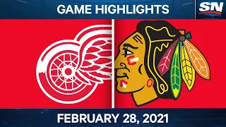 NHL Game Highlights | Red Wings vs. Blackhawks - Feb. 28, 2021