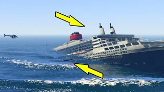 GTA 5 Queen Mary 2 Sinking (Shark Attacked The Ship Movie)