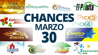 Resultados del Chance del Sábado 30 de Marzo de 2024  Loterias 😱🤑💰💵