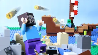 LEGO Minecraft Pirate Ship Attack STOP MOTION LEGO Minecraft: Steve's House Build | Billy Bricks