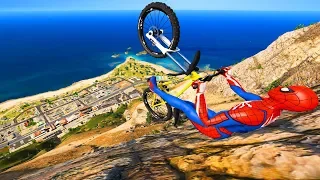 GTA 5 Spiderman - Downhill Bike Fails/Ragdolls (Euphoria Physics | Funny Moments)