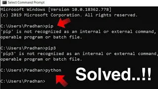 [Solved] python/pip/pip3 is not recognized as an internal or external command | python command error